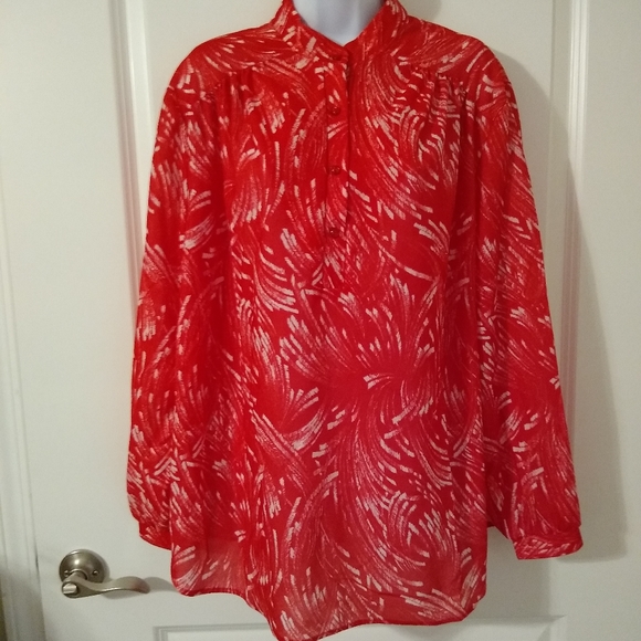 VTG 70's Alamode of California USA Made Lady's Red Blouse Lady's Plus 2x 44 - Picture 1 of 6